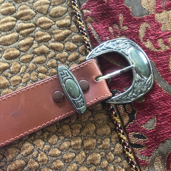 Genuine Leather Western Belt Silver Conchos S/M - Picture 4 of 7